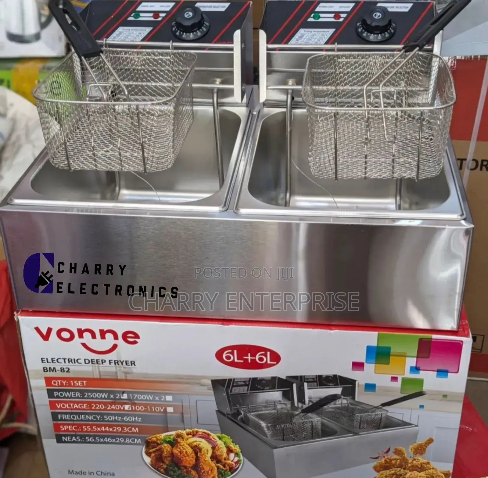 VONNE ELECTRIC DEEP FRYER Double Plates  6liters + 6liters