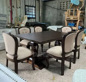 Dining Table Ya Viti Sita Mbao Ngumu