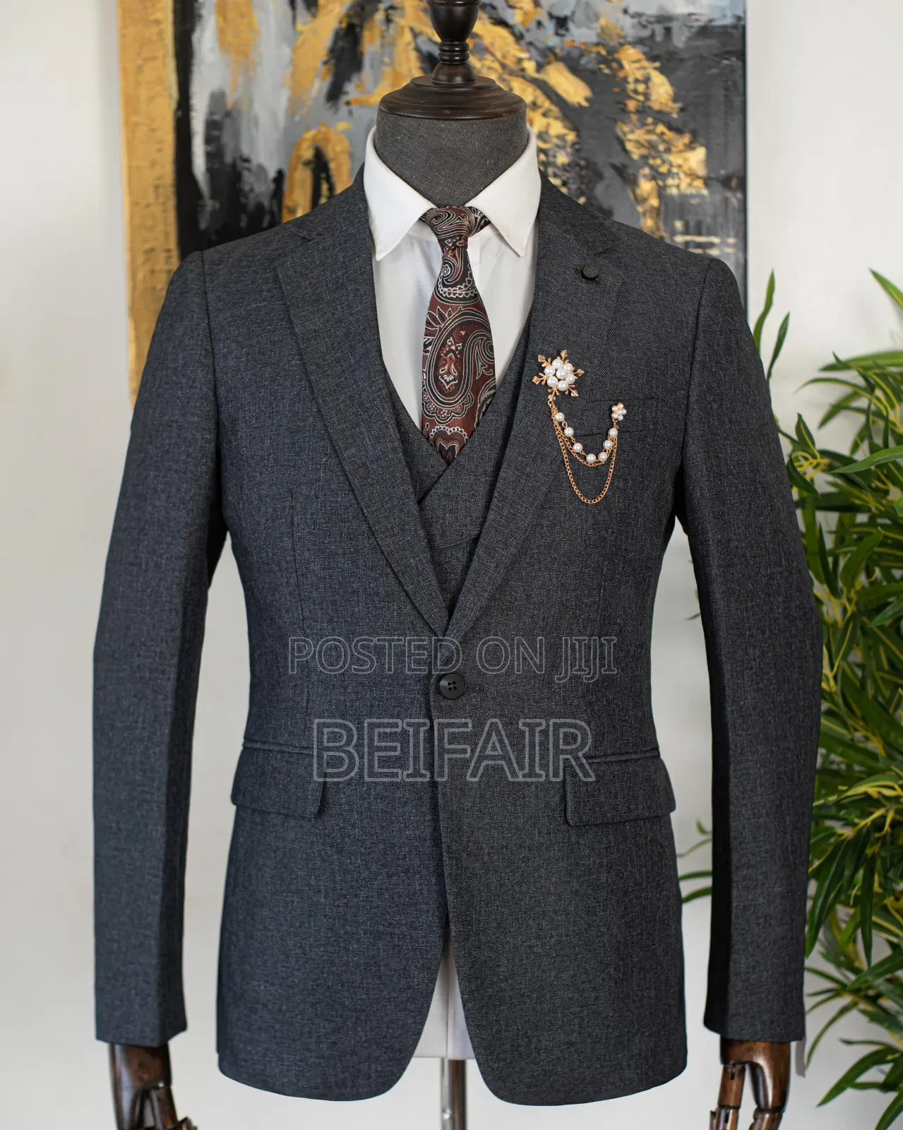 Suti Za Kiume | Men's Suits | Charcoal Grey | Heavy Cotton