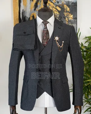Suti Za Kiume | Men's Suits | Charcoal Grey | Heavy Cotton