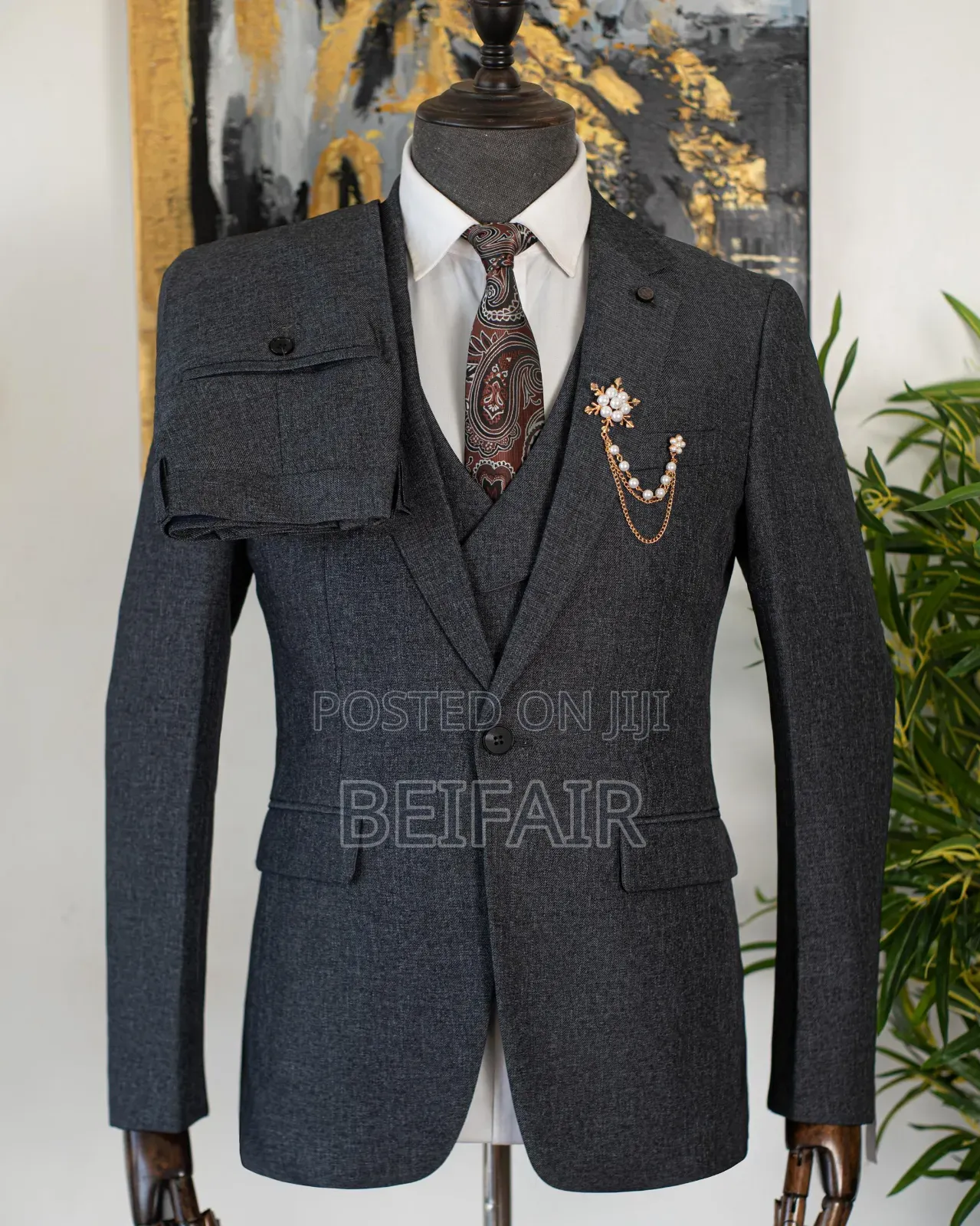 Suti Za Kiume | Men's Suits | Charcoal Grey | Heavy Cotton