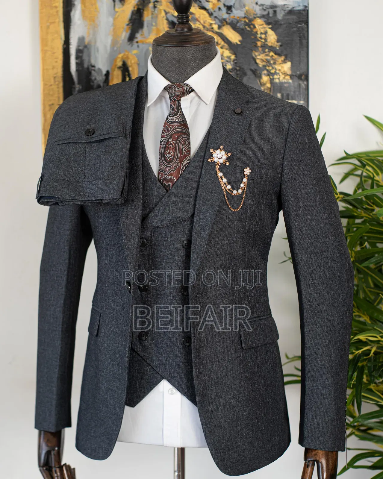 Suti Za Kiume | Men's Suits | Charcoal Grey | Heavy Cotton