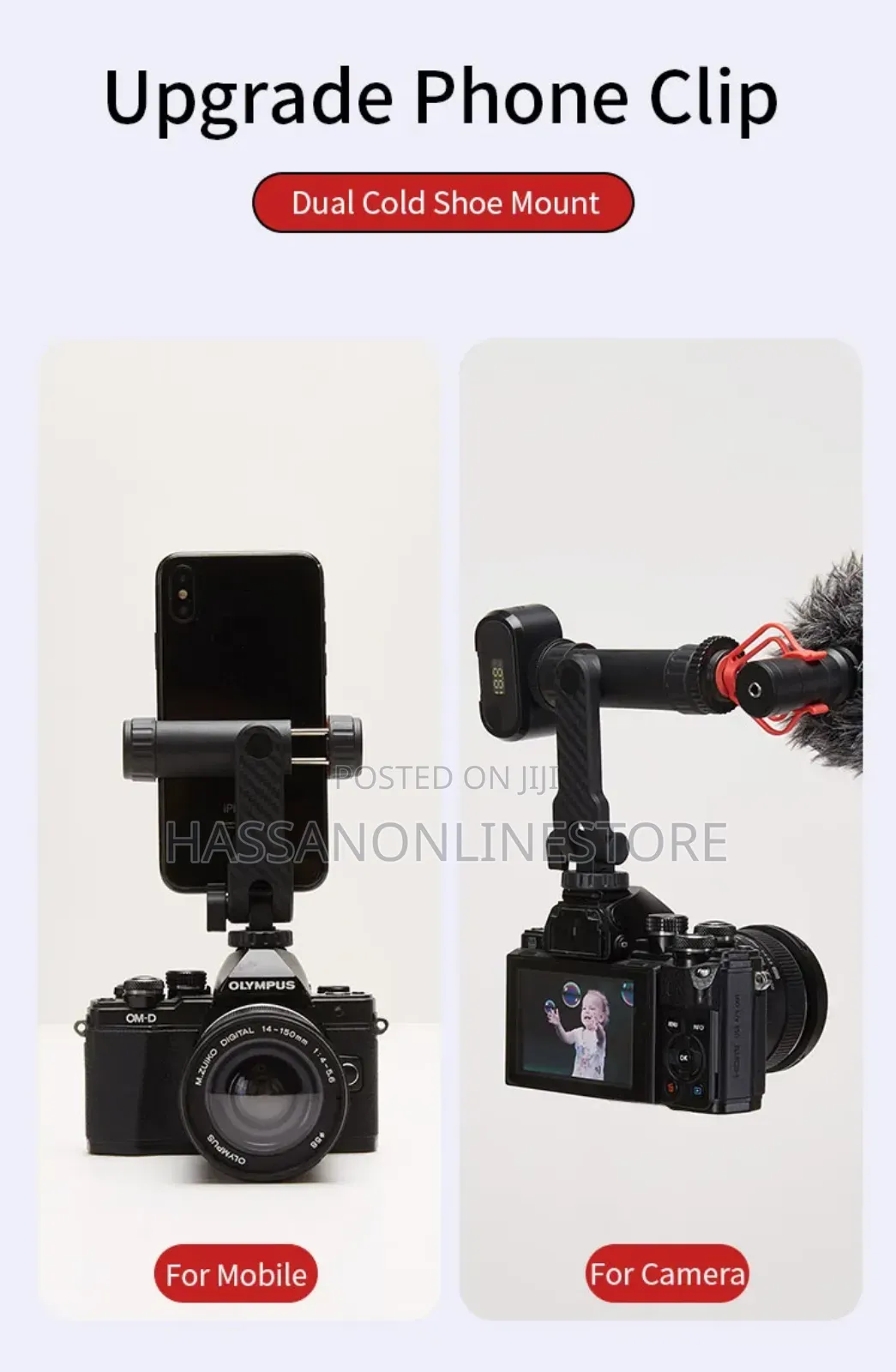 Jmary Double Cold Shoe Extension Mobile Holder - BH-05