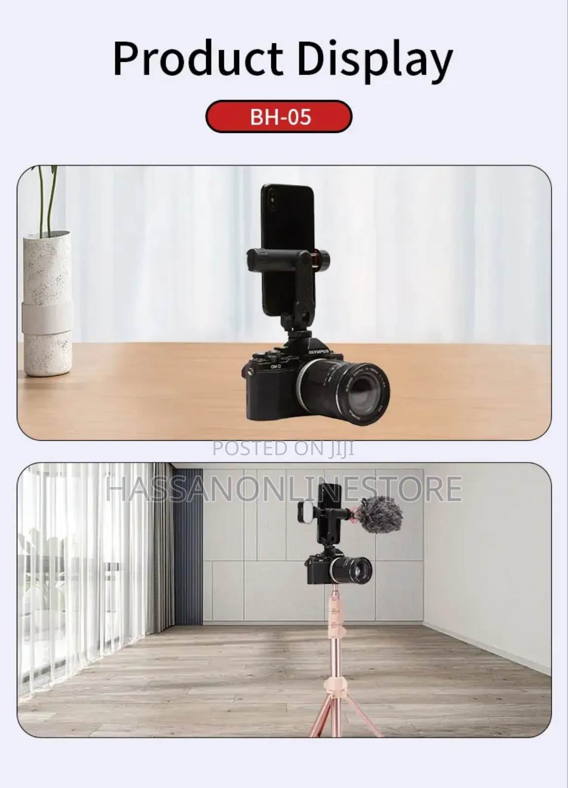 Jmary Double Cold Shoe Extension Mobile Holder - BH-05