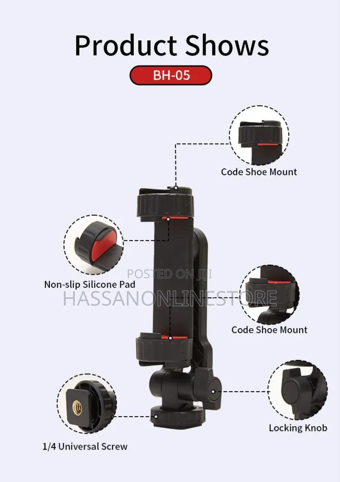 Jmary Double Cold Shoe Extension Mobile Holder - BH-05