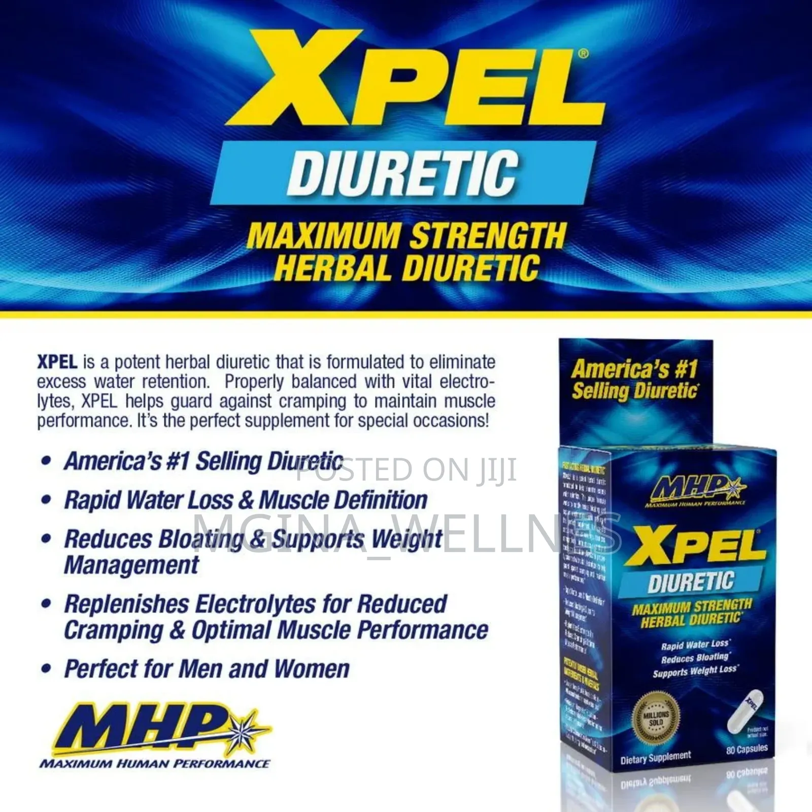 MHP Xpel Diuretic 80 Capsules Maximum Strength