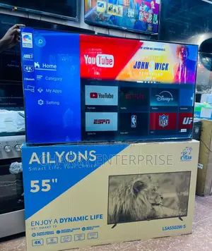 AILYONS FRAMELESS SMART Tv With Bluetooth 55 Inch