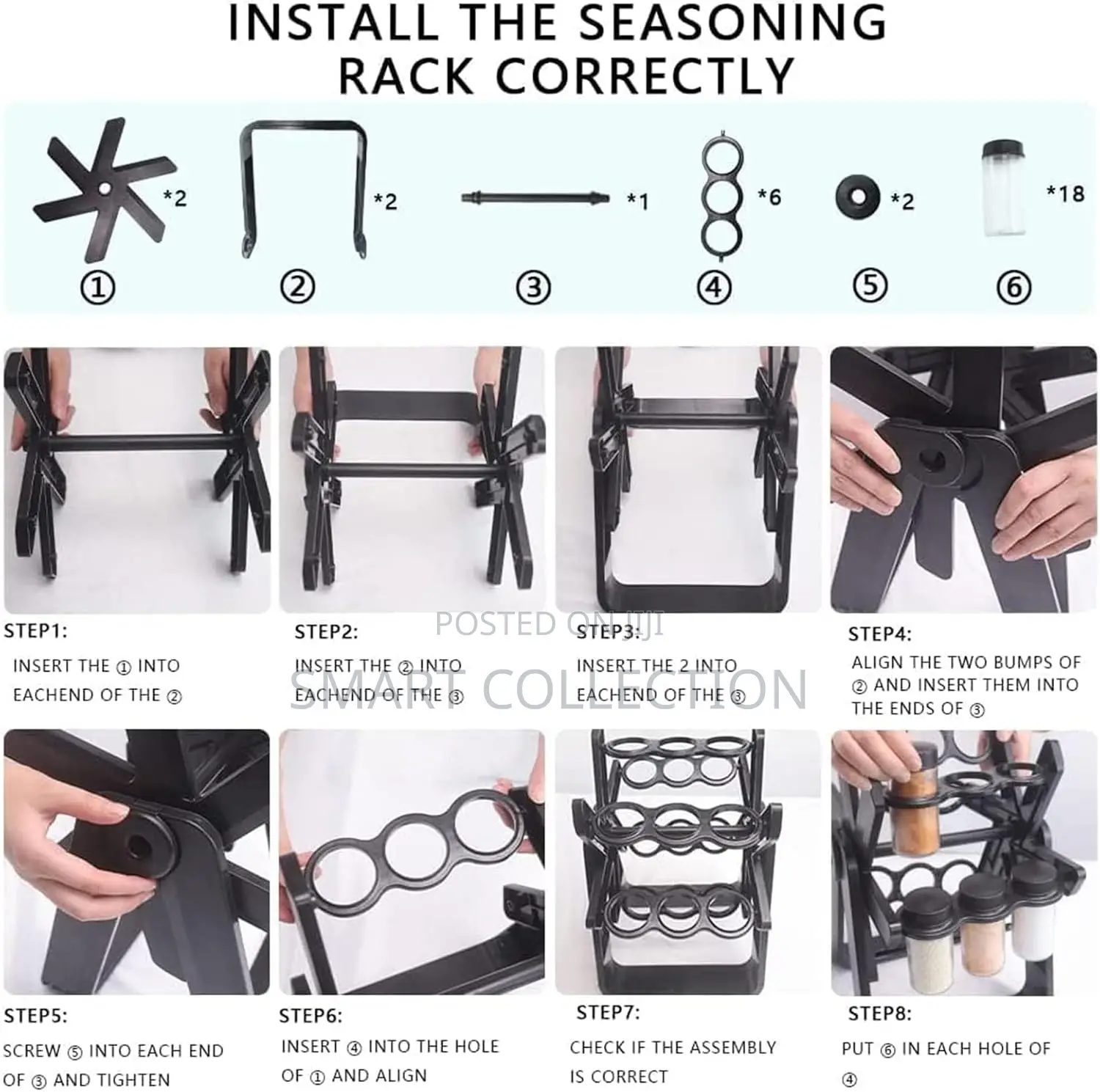 18pcs Rotating Wheel Spice Rack Organizer