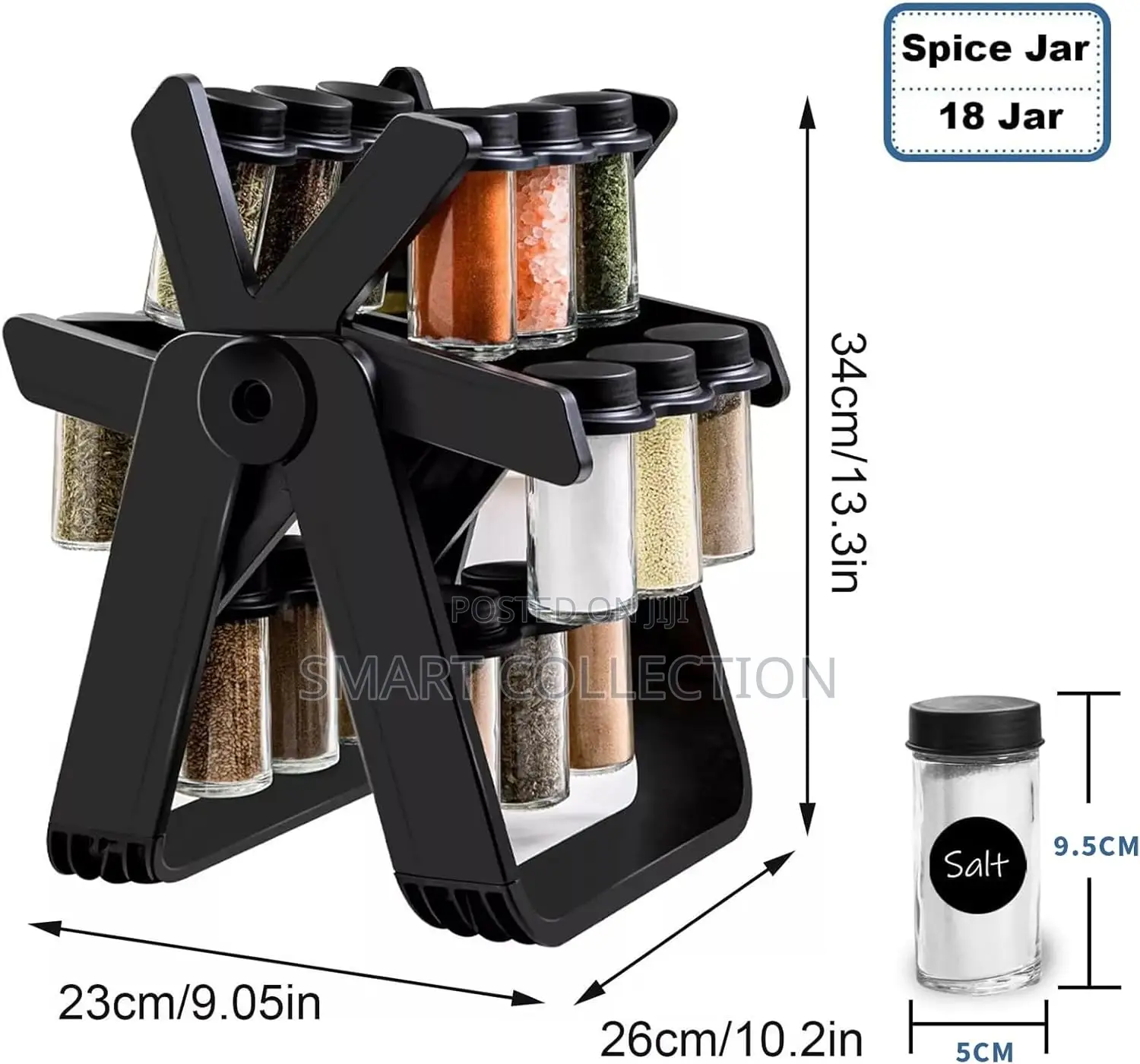 18pcs Rotating Wheel Spice Rack Organizer