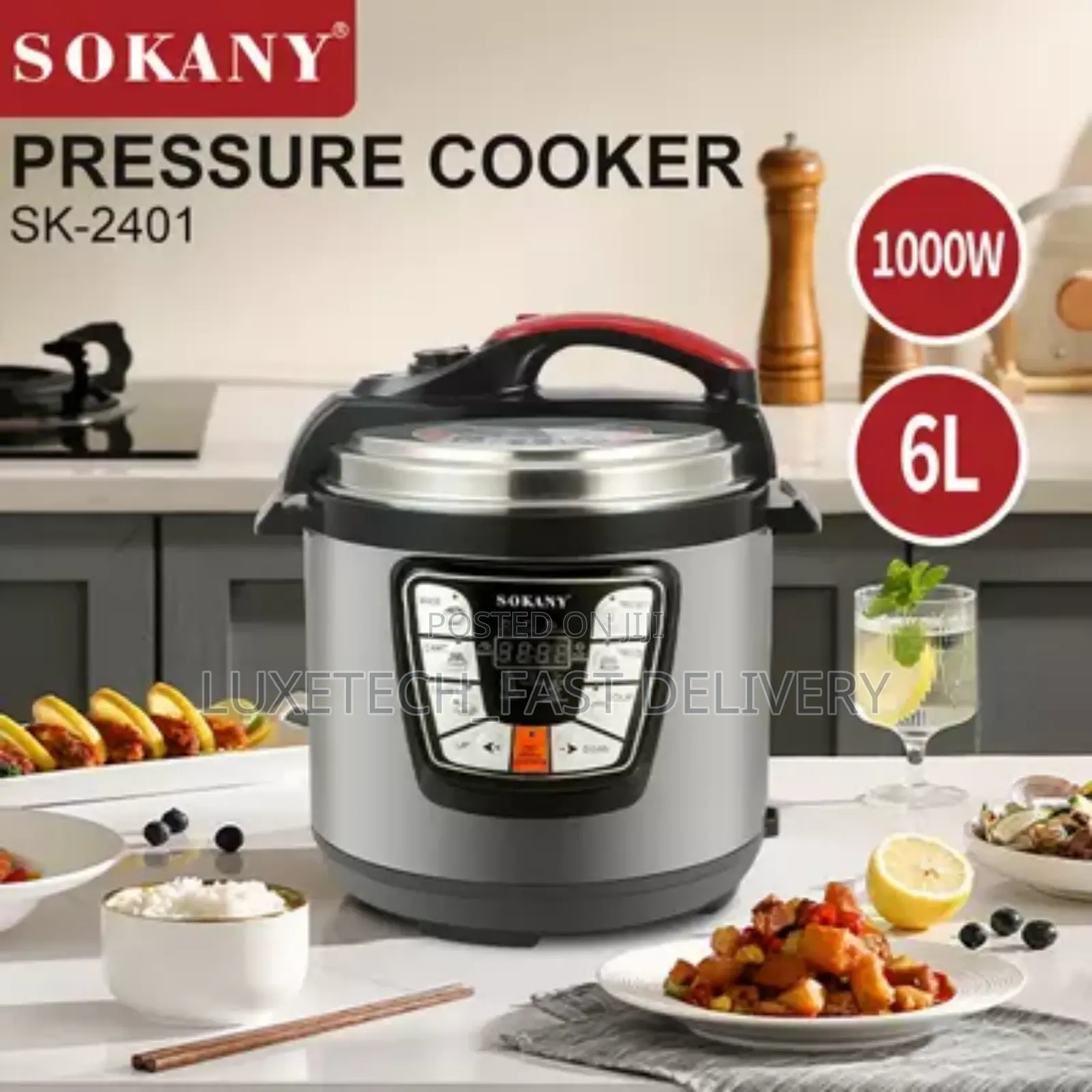 Sokany Pressure Cooker Multifunction 6L Overheat Protection