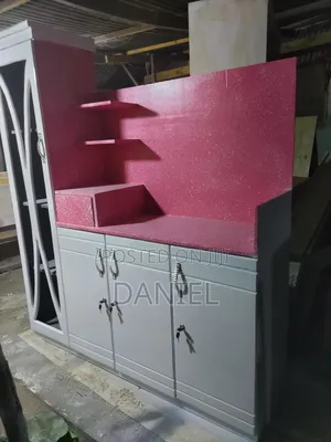 Kitchen Carbinate L Shape Rangi Nyeupe Na Pink 4 Doors