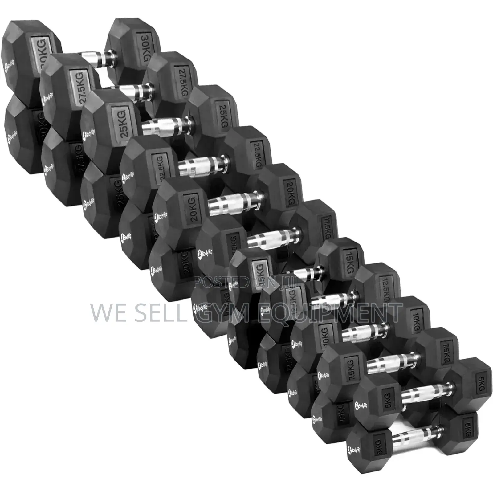Hexagon Rubber Dumbbelles Weight