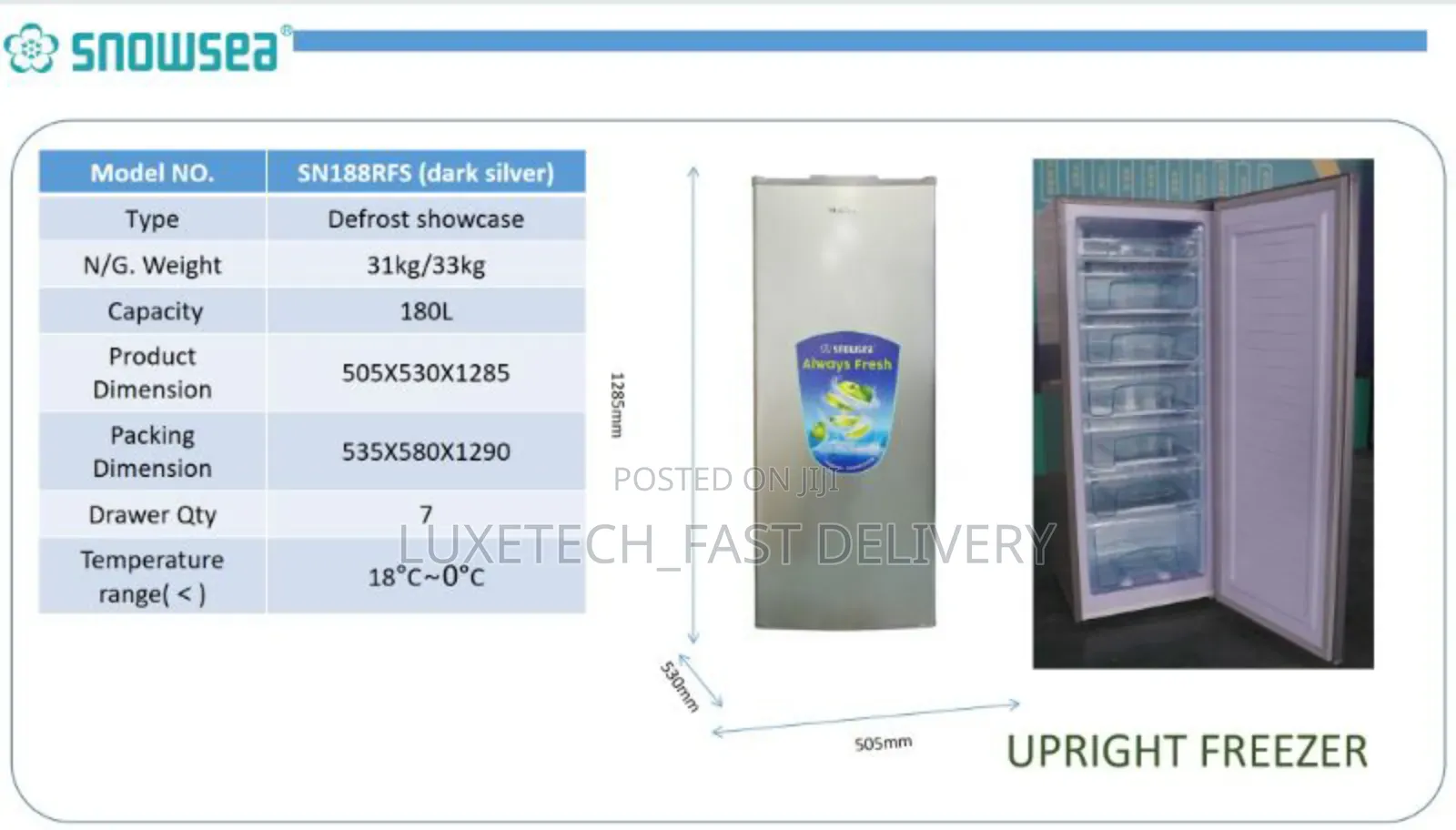 Snowsea Upright Freezer 180L