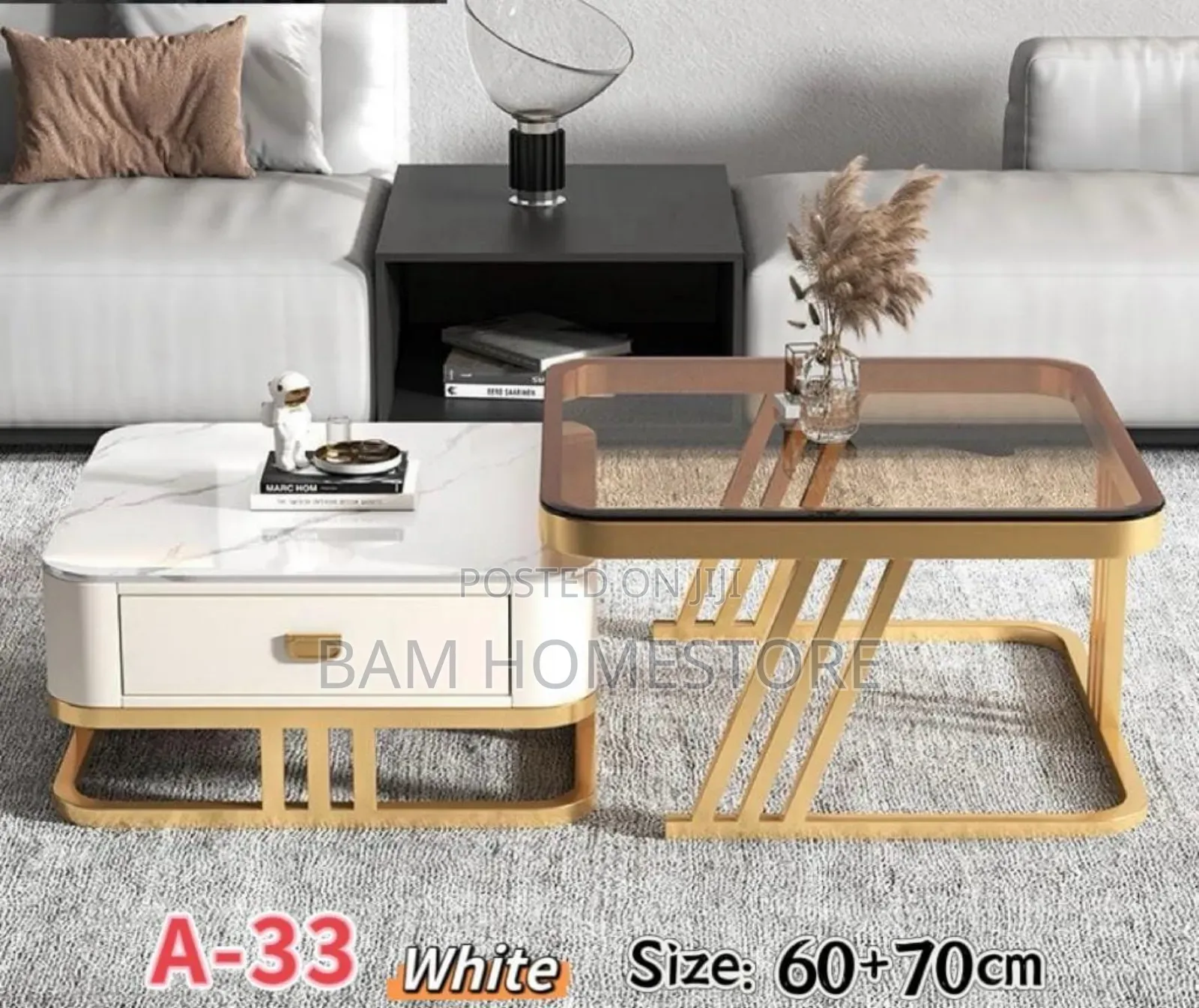 Classic Square Marble Glass Table