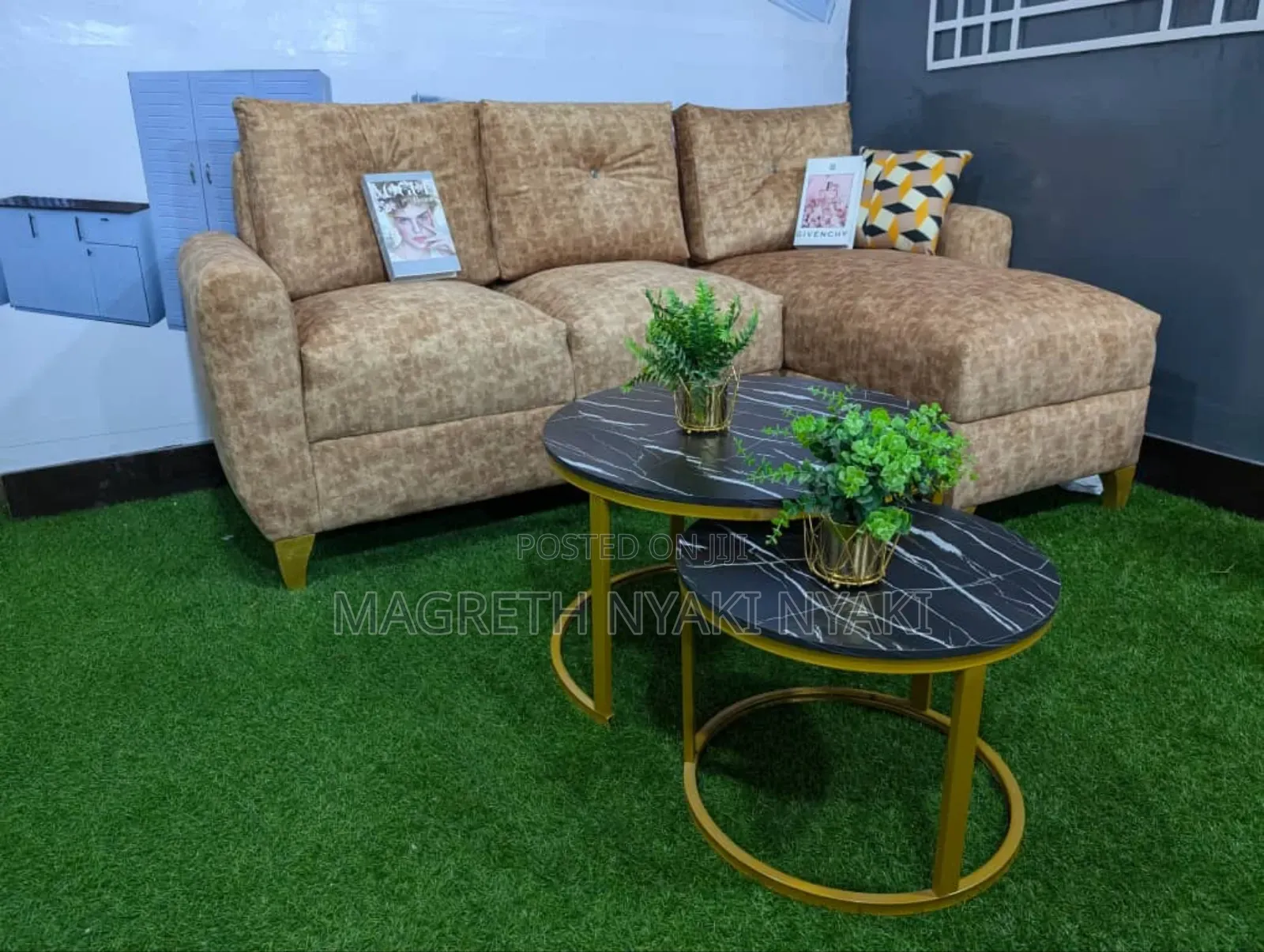 Sofa L Shape Spring Na Fiber
