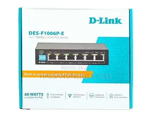 D-Link 6-Port 10/100 Long Range Poe+ Switch DES-F1006P-E