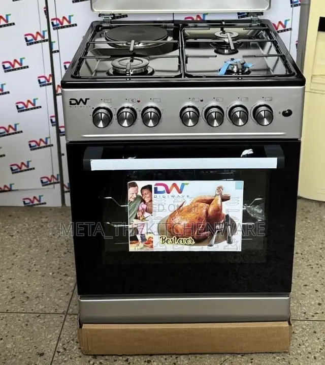 Digiwave Cooker 3 Gas 1 Electric Hob + Electric Oven 60x60cm