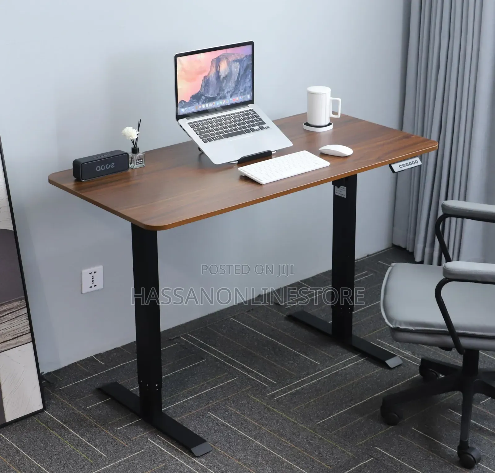 Electric Height Adjustable Desk - Brown