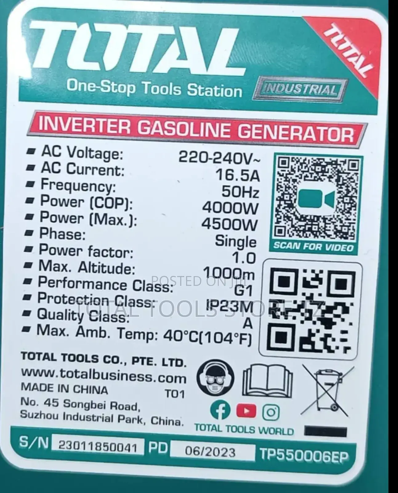 Total Inverter Generator 4.5kva