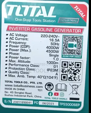 Total Inverter Generator 4.5kva