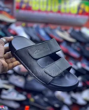 Mens Clarks Black Material Leather