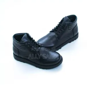 Boys School Shoes Boot Black Full Material Leather