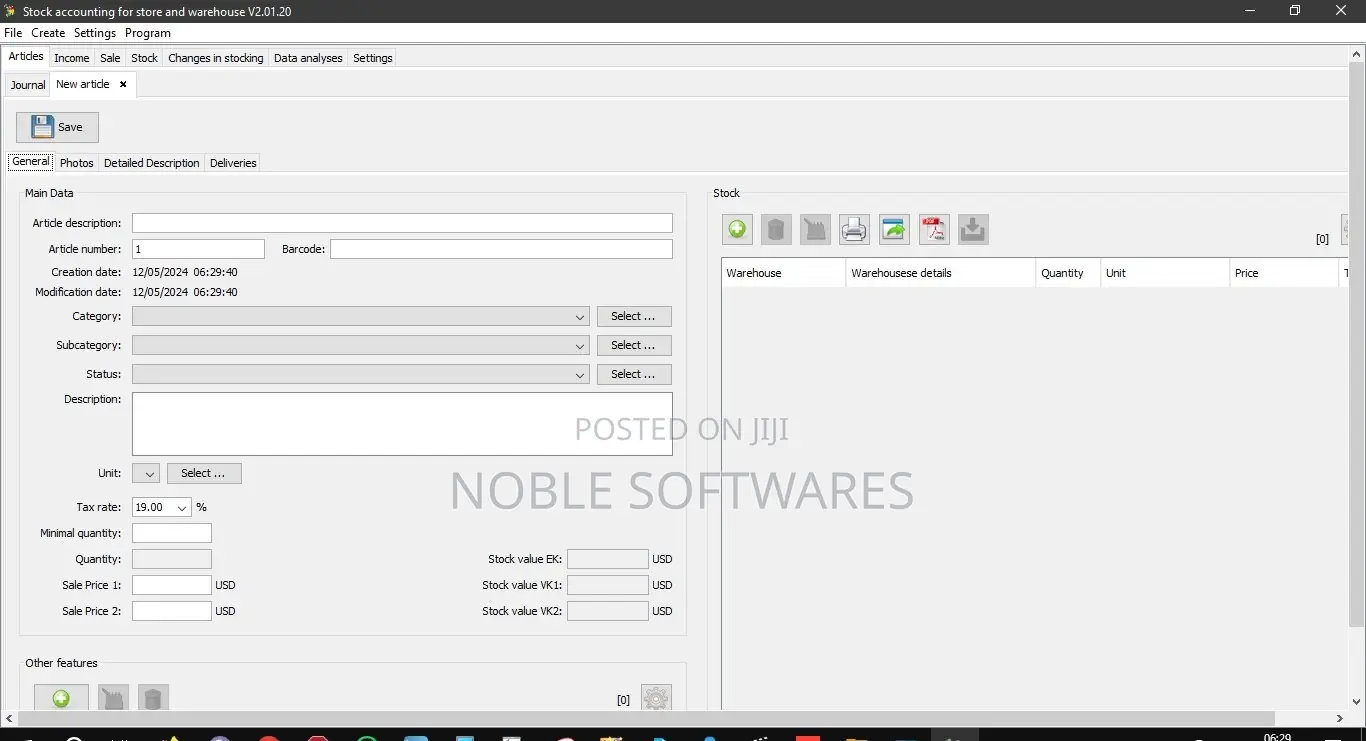 Stock Accounting for Store and Warehouse ( Software )