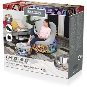 Inflatable Leisure Sofa Ergonomic Design Unique Graffiti