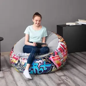 Living Room Graffiti Design Flocked Inflatable Lounge Chair