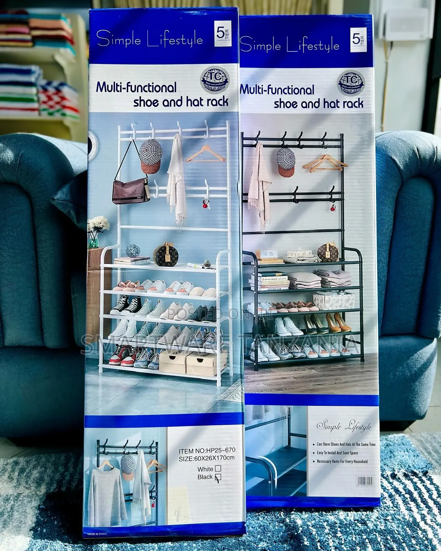 Shoe and Hat Rack - Hall Tree, Freestanding Shoe Rack