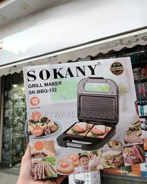 Sokany Electric Panini Press Grill, Non-stick Coated Plates