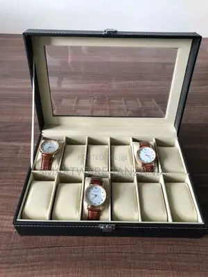 12 Grid Leather Watch Display Case Storage Organizer Box