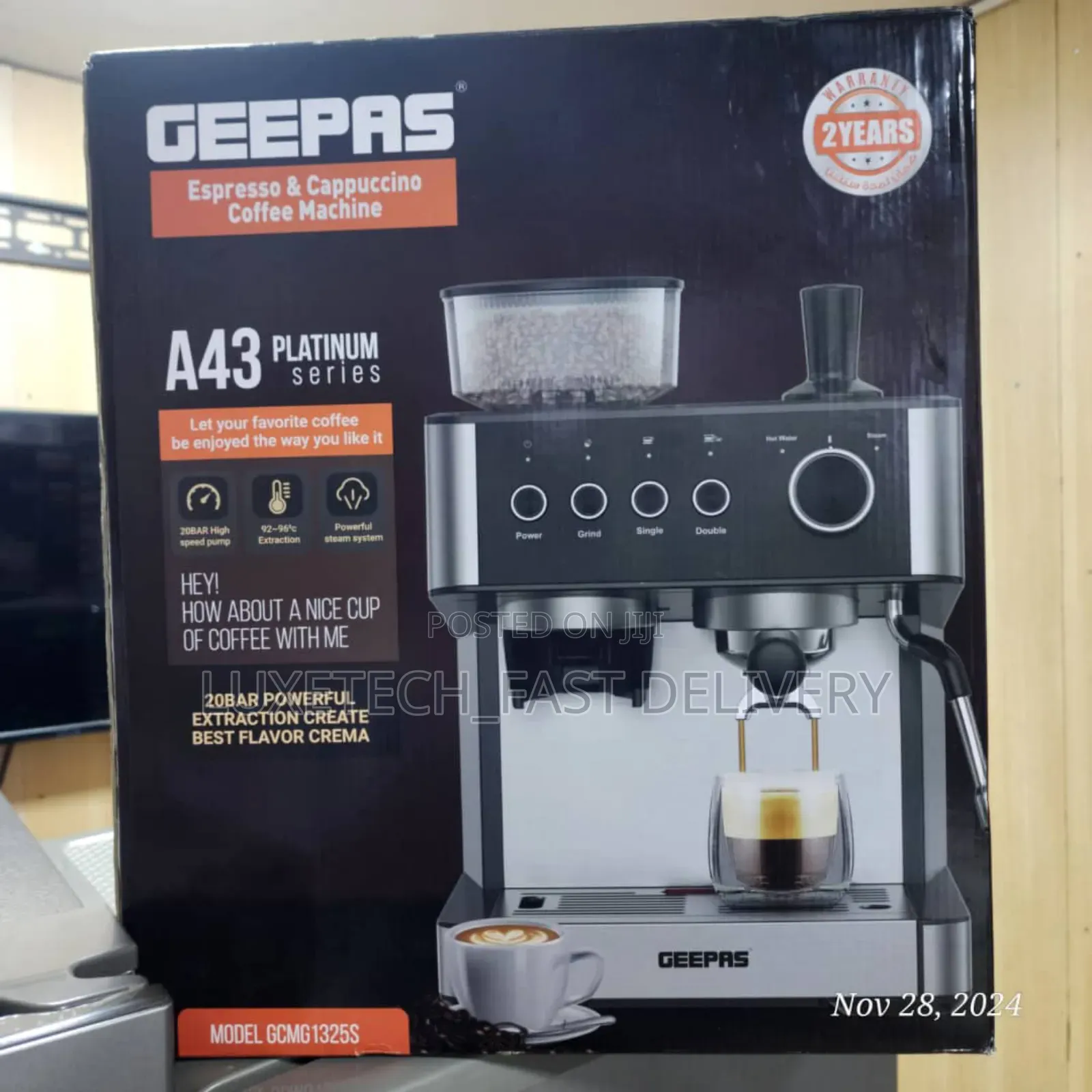 Geepas Espresso and Cappuccino Coffee Machine- GCMG1325S