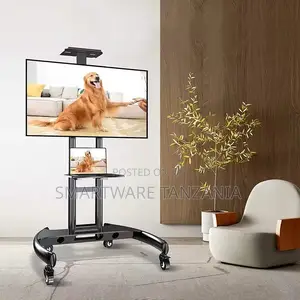 TV Stand Up To 75" Cart With Laptop Shelf And Locking Wheels