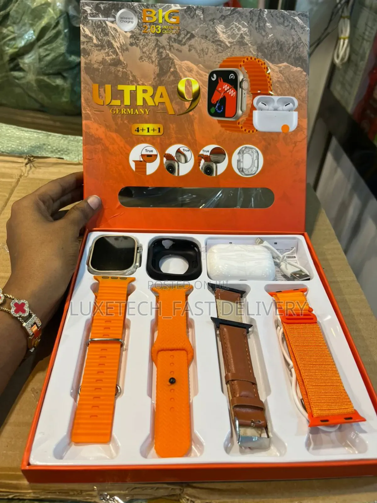 Ultra 9 Germany Smart Watch 4+1+1 With Wireless Earbuds