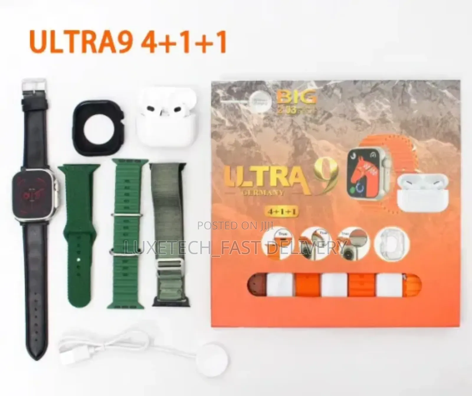 Ultra 9 Germany Smart Watch 4+1+1 With Wireless Earbuds