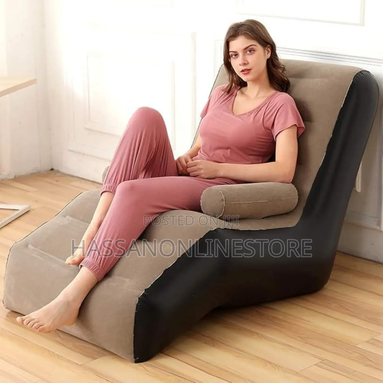 Inflatable Chaise Lounge, Flocking Backrest Sofa Rocking