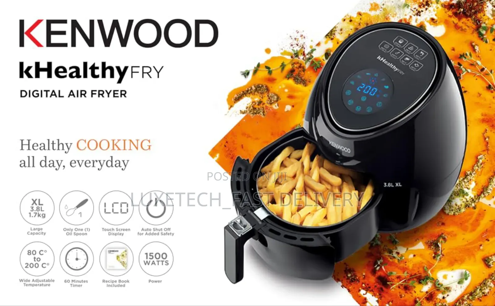 Kenwood Digital Air Fryer 3.8L(1.7kg) Original