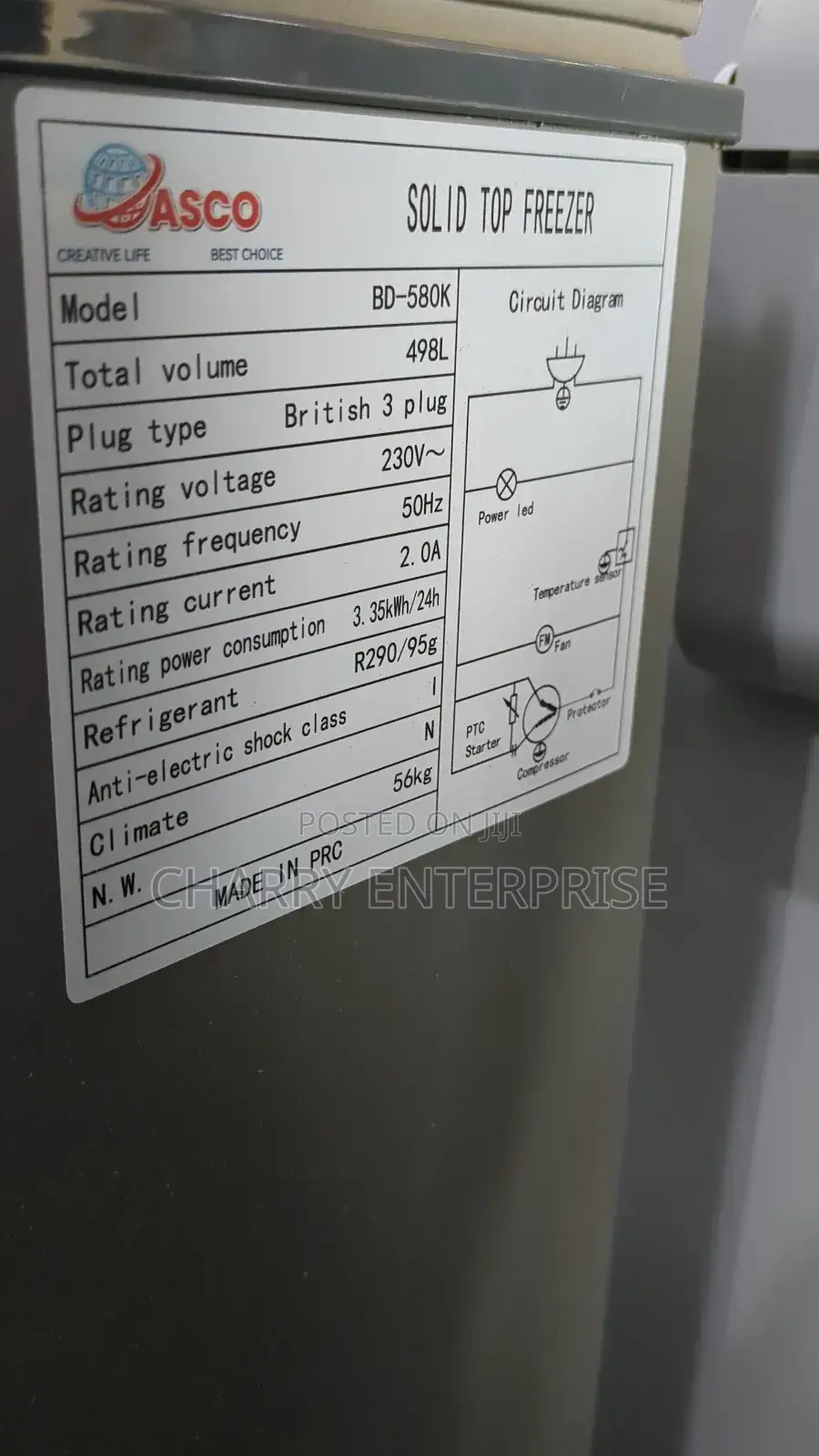 Original Asco Chest Freezer Bd- 498L