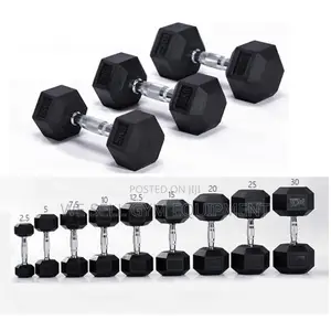 Hexagon Rubber Dumbbells Pair
