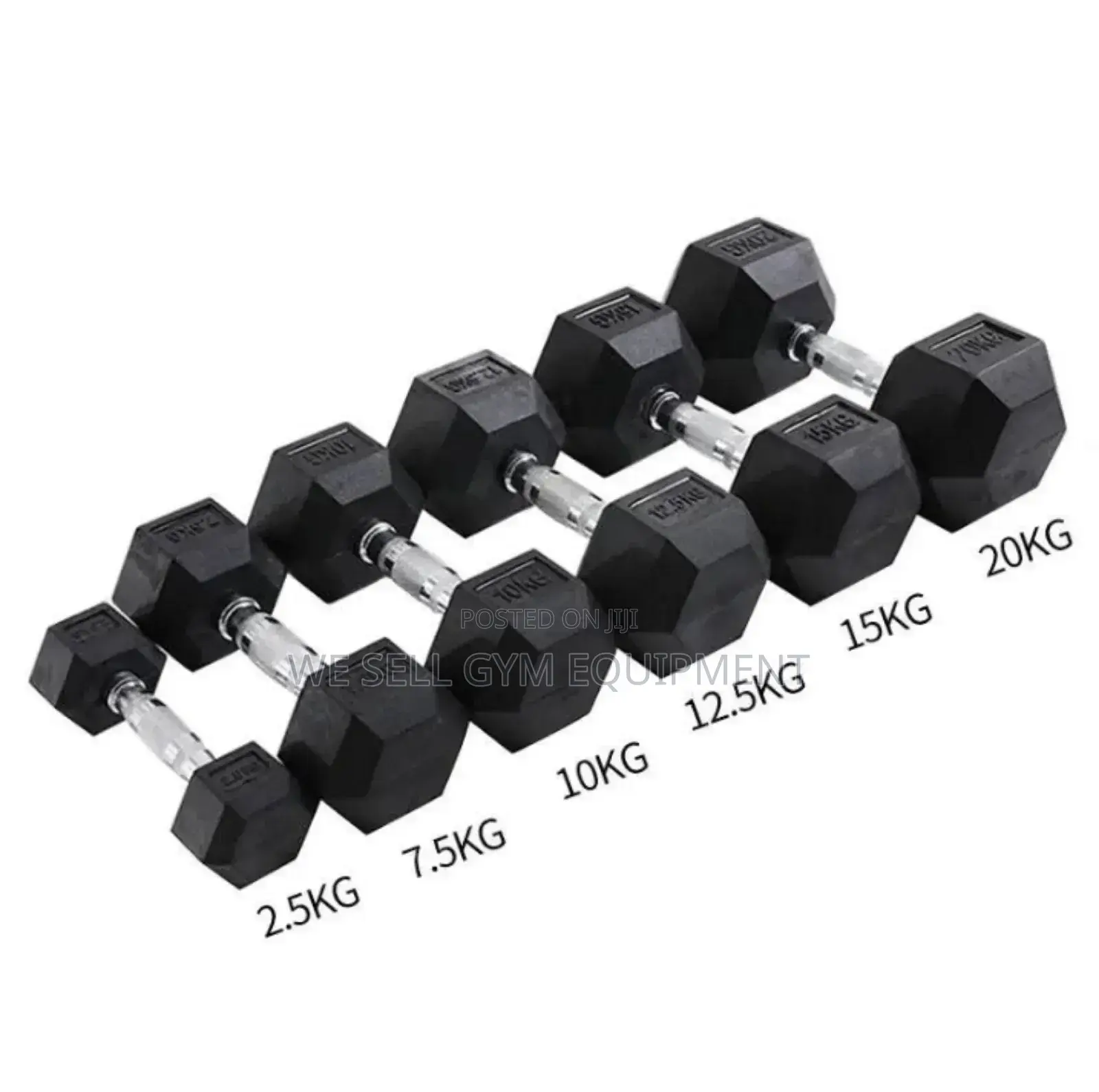 Hexagon Rubber Dumbbells Pair