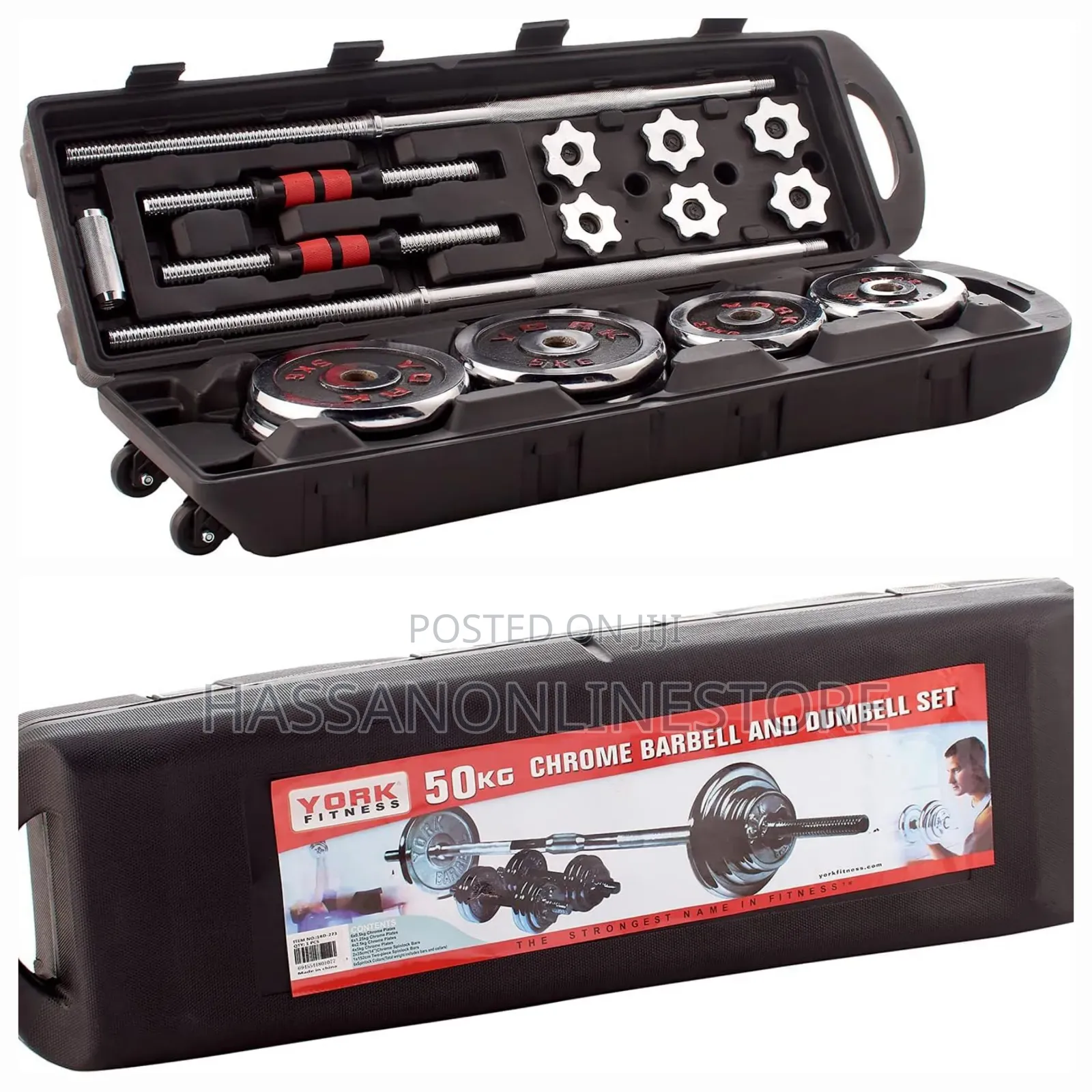 York Fitness 50kg Barbell Dumbbell Set Sports Equipment