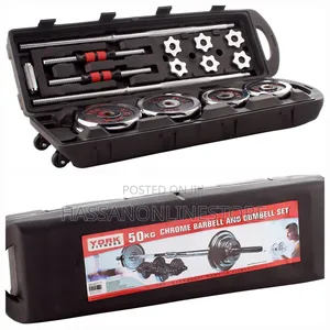 York Fitness 50kg Barbell Dumbbell Set Sports Equipment