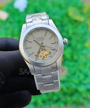Rolex Semi Skeleton Watch Silver
