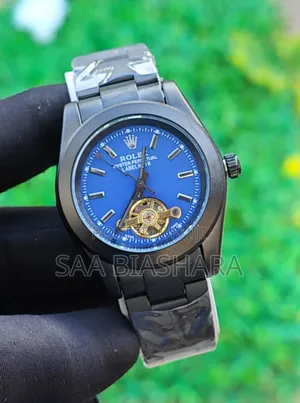 Rolex Semi Skeleton Watch Black and Blue