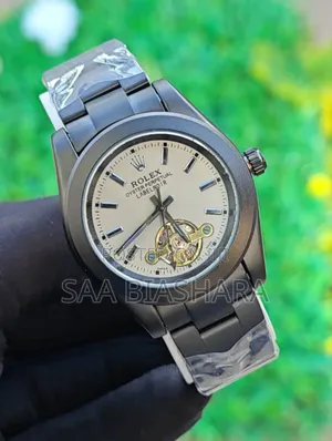 Rolex Semi Skeleton Watch Black and Gr