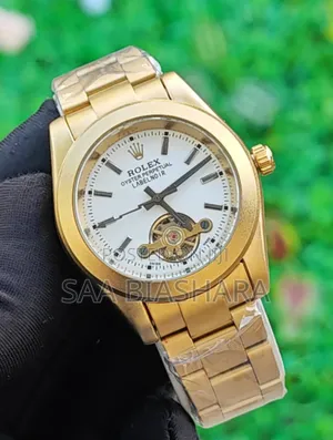Rolex Semi Skeleton Watch Gold and White
