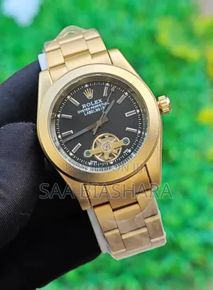 Rolex Semi Skeleton Watch Gold and Black