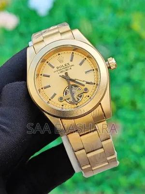 Rolex Semi Skeleton Watch Gold Plain Pure