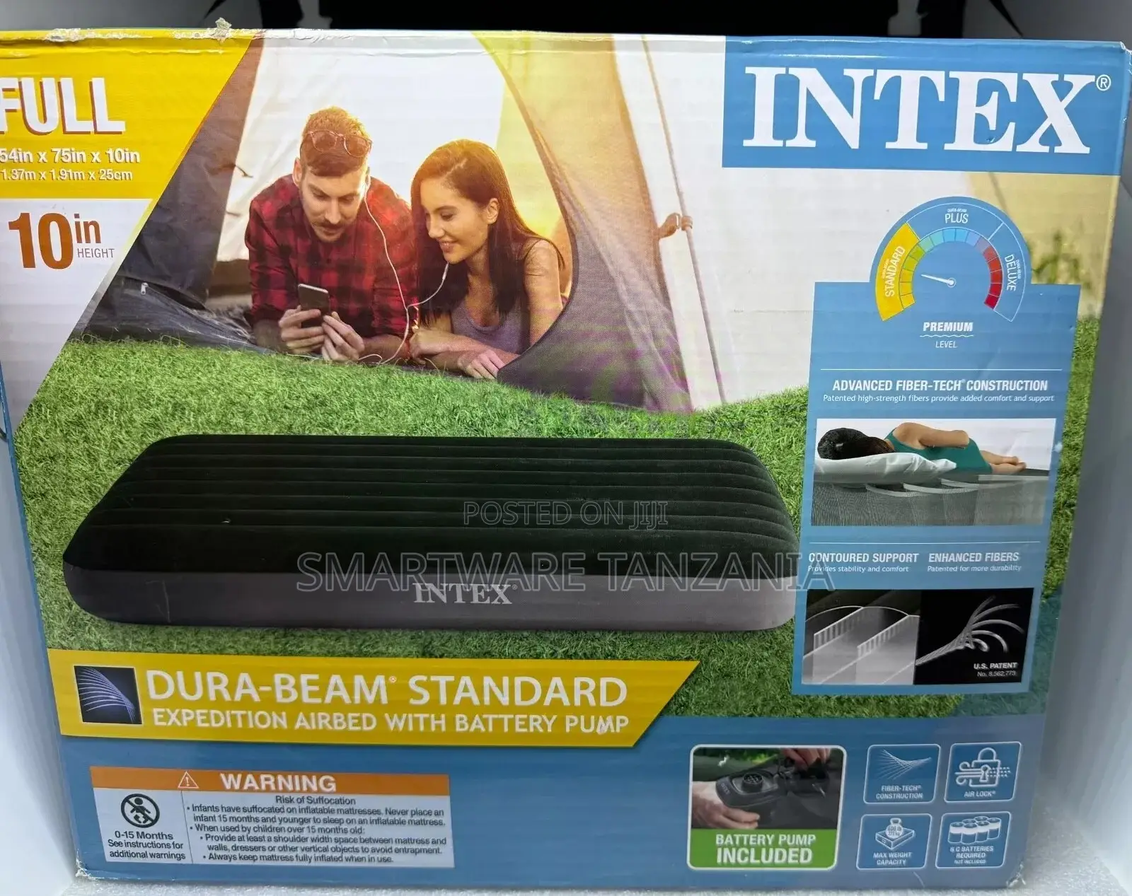 Queen Size 10 Inch High Camping Inflating Bed Fiber Tech